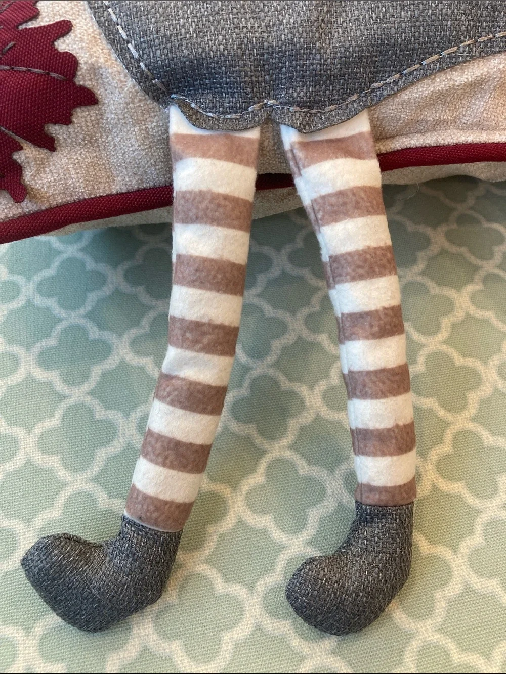 Hello Fall Raccoon Dangle Leg Square Appliquéd Pillow